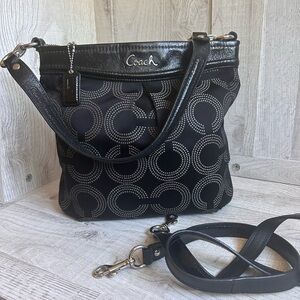 Coach Black and Gray Patterned Shoulder Bag